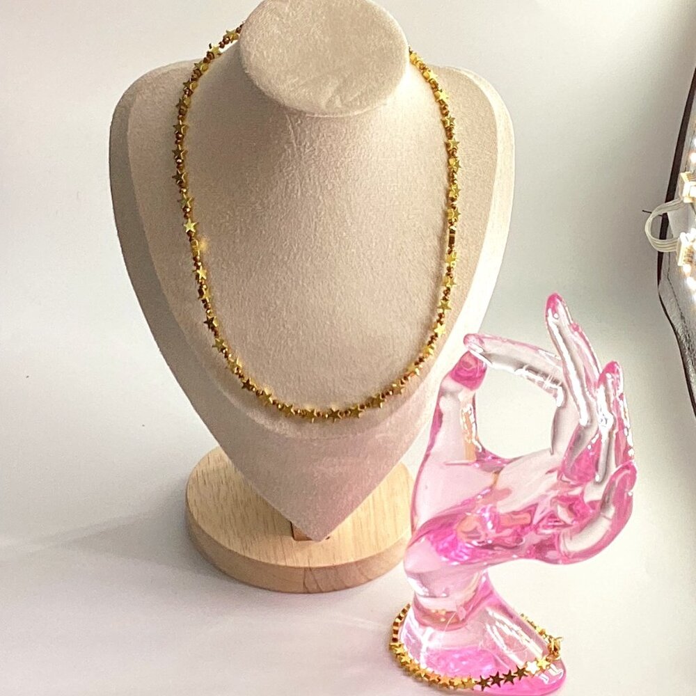 ✨ Mama Helen’s Handmade Gold Hematite Stars Jewelry Set – Necklace & Bracelet ✨